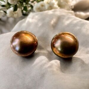 Dark Chocolate Peacock Pearl Sterling Silver Earrings​